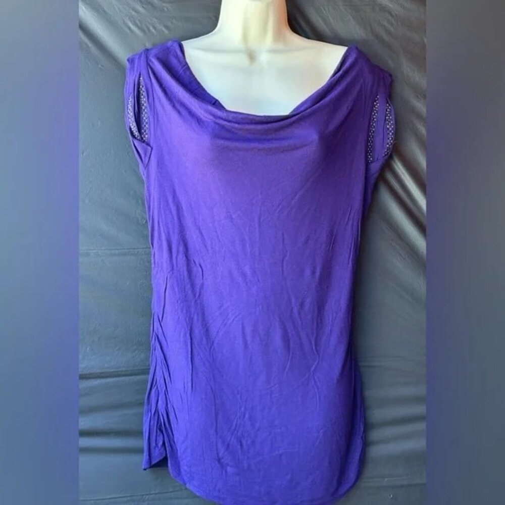 Worthington Purple Cowl Neck Cap Sleeve Top M